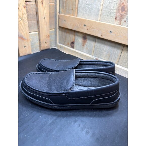 MySlippers Mens Size 9 Black Leather Slip-On Loafers Cushioned Interior main image 5